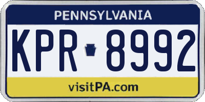 PA license plate KPR8992