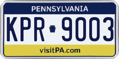 PA license plate KPR9003