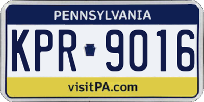 PA license plate KPR9016
