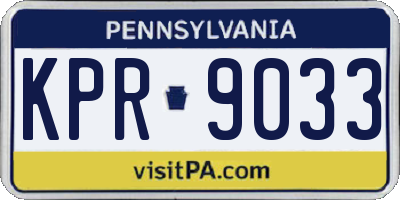 PA license plate KPR9033