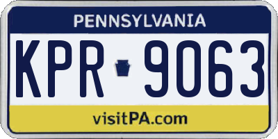 PA license plate KPR9063