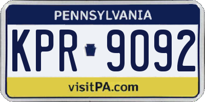 PA license plate KPR9092