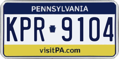 PA license plate KPR9104