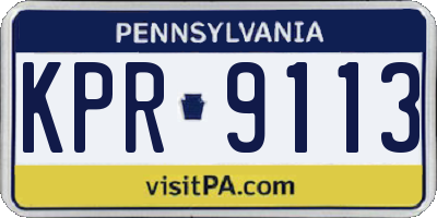 PA license plate KPR9113