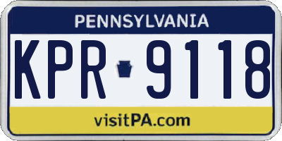 PA license plate KPR9118
