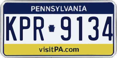 PA license plate KPR9134
