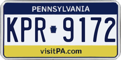 PA license plate KPR9172