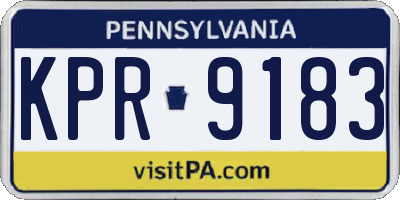 PA license plate KPR9183