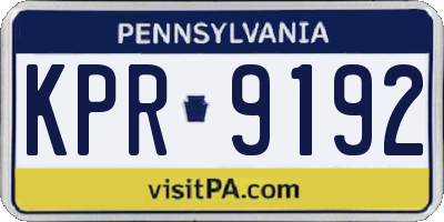 PA license plate KPR9192