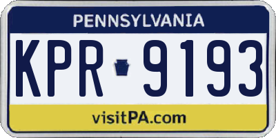 PA license plate KPR9193