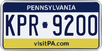 PA license plate KPR9200