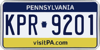 PA license plate KPR9201