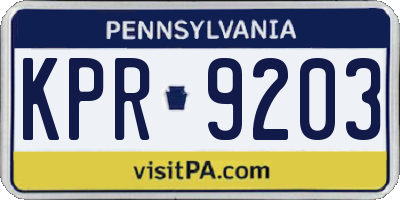 PA license plate KPR9203