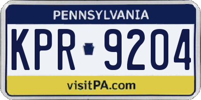 PA license plate KPR9204