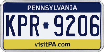PA license plate KPR9206
