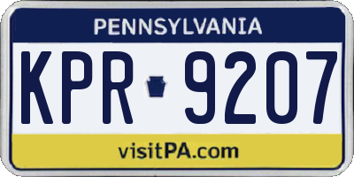 PA license plate KPR9207