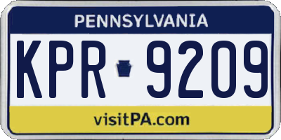 PA license plate KPR9209