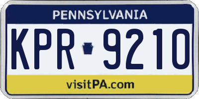 PA license plate KPR9210