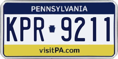 PA license plate KPR9211
