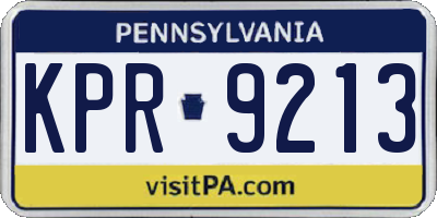 PA license plate KPR9213