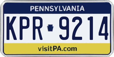 PA license plate KPR9214