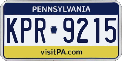 PA license plate KPR9215