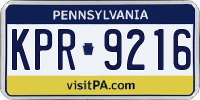 PA license plate KPR9216