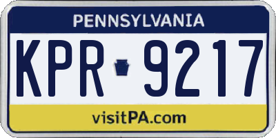 PA license plate KPR9217