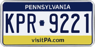 PA license plate KPR9221