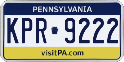 PA license plate KPR9222