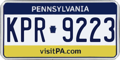 PA license plate KPR9223