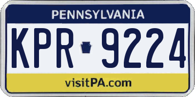 PA license plate KPR9224