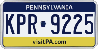 PA license plate KPR9225