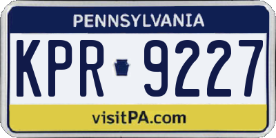 PA license plate KPR9227
