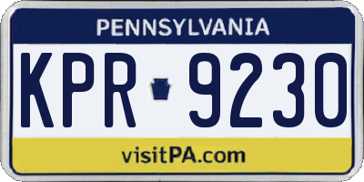 PA license plate KPR9230