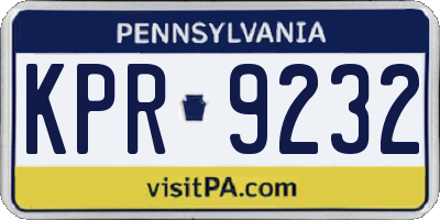 PA license plate KPR9232