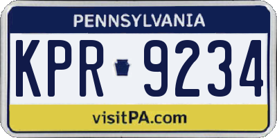 PA license plate KPR9234