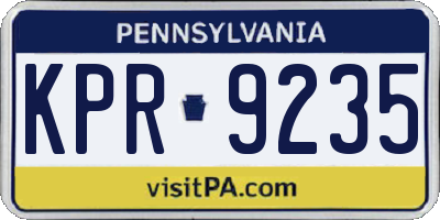 PA license plate KPR9235