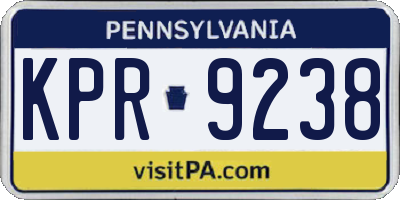 PA license plate KPR9238