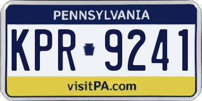 PA license plate KPR9241