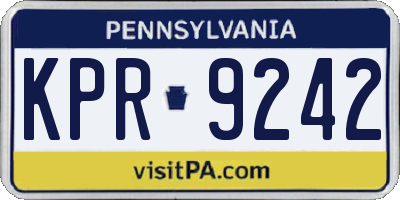 PA license plate KPR9242