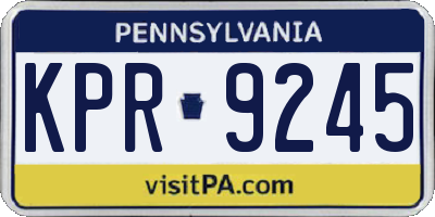 PA license plate KPR9245