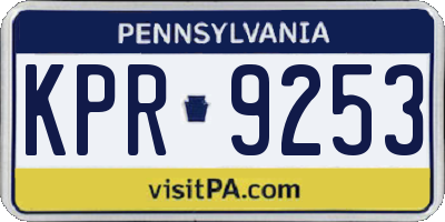PA license plate KPR9253