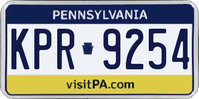 PA license plate KPR9254