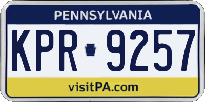 PA license plate KPR9257