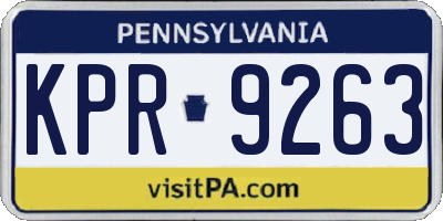 PA license plate KPR9263
