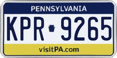 PA license plate KPR9265