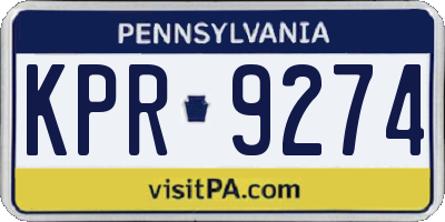 PA license plate KPR9274