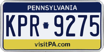PA license plate KPR9275