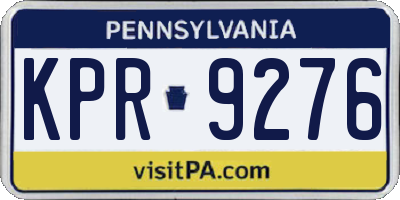 PA license plate KPR9276